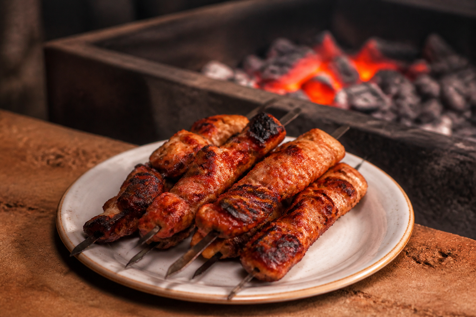 Charcoal-grilled food